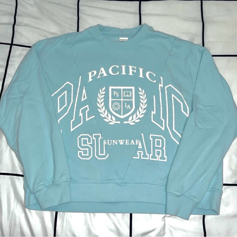 PacSun Hoodie Pullover Sweatshirt Crewneck Blue Men Cotton Size Large NEW Trendy